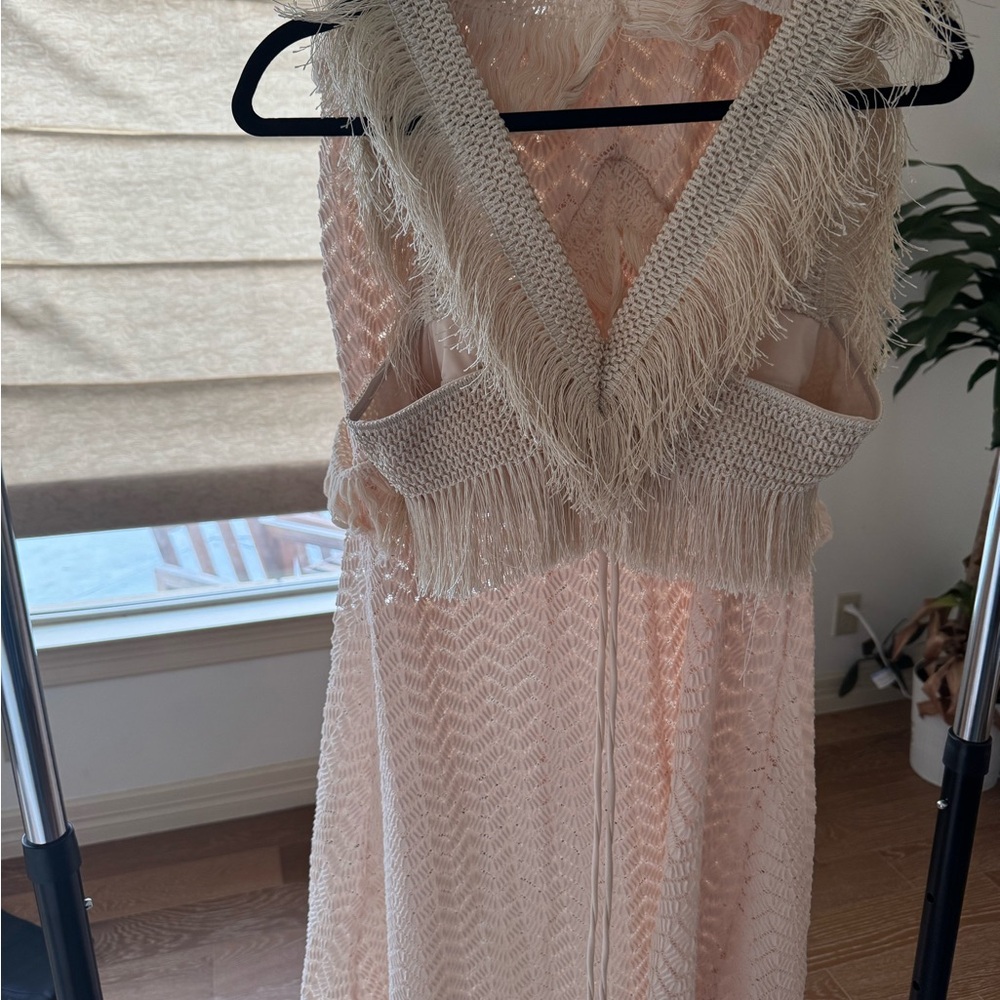 Cream Fringe Dress